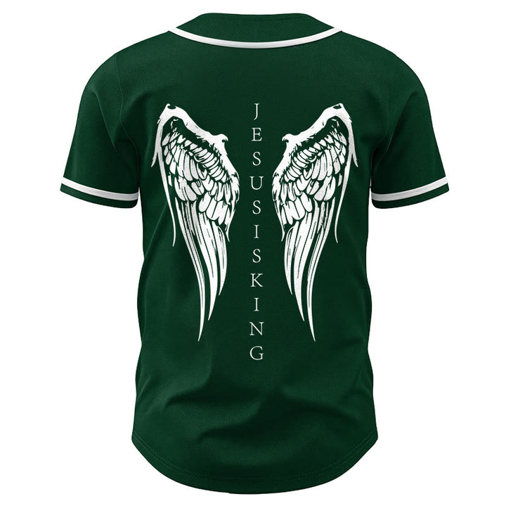 Christianartworkshop Jesus ist König Engelsflügel Kreuz Glaubensbekenntnis Individuelles Baseballtrikot - image 55