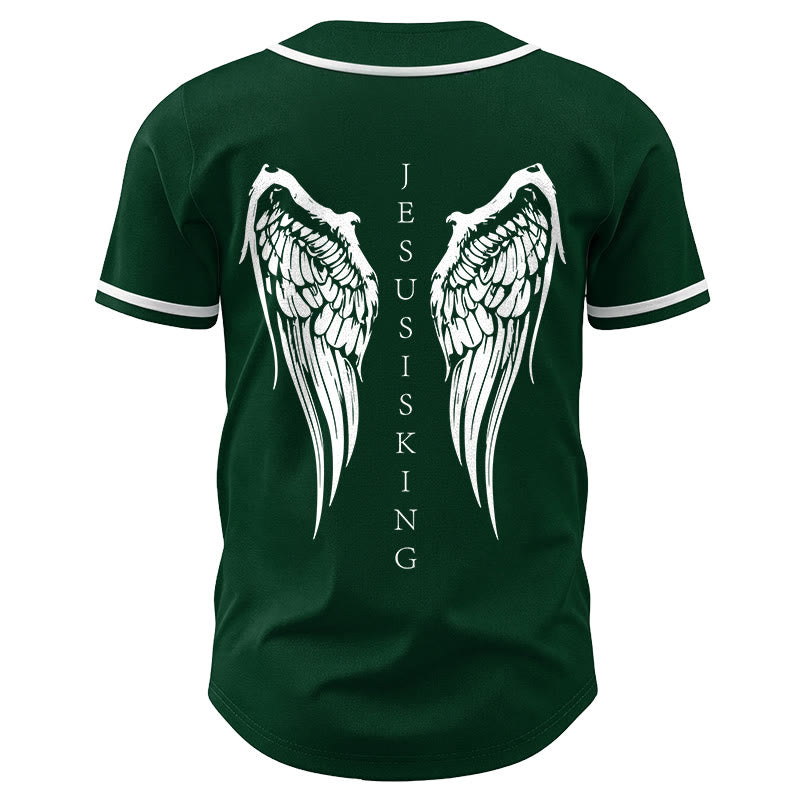 Christianartworkshop Jesus ist König Engelsflügel Kreuz Glaubensbekenntnis Individuelles Baseballtrikot - image 55