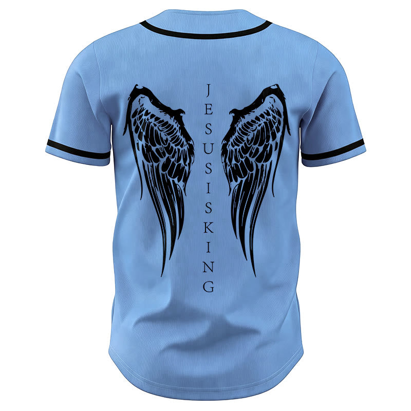 Christianartworkshop Jesus ist König – Engelsflügel – Kreuz – Glaubensbekenntnis – Individuelles Baseballtrikot - image 45