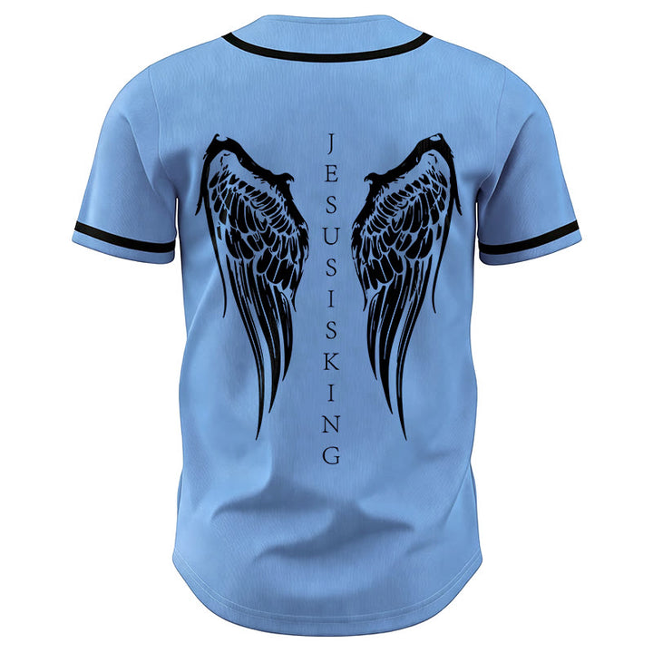Christianartworkshop Jesus ist König – Engelsflügel – Kreuz – Glaubensbekenntnis – Individuelles Baseballtrikot - image 45