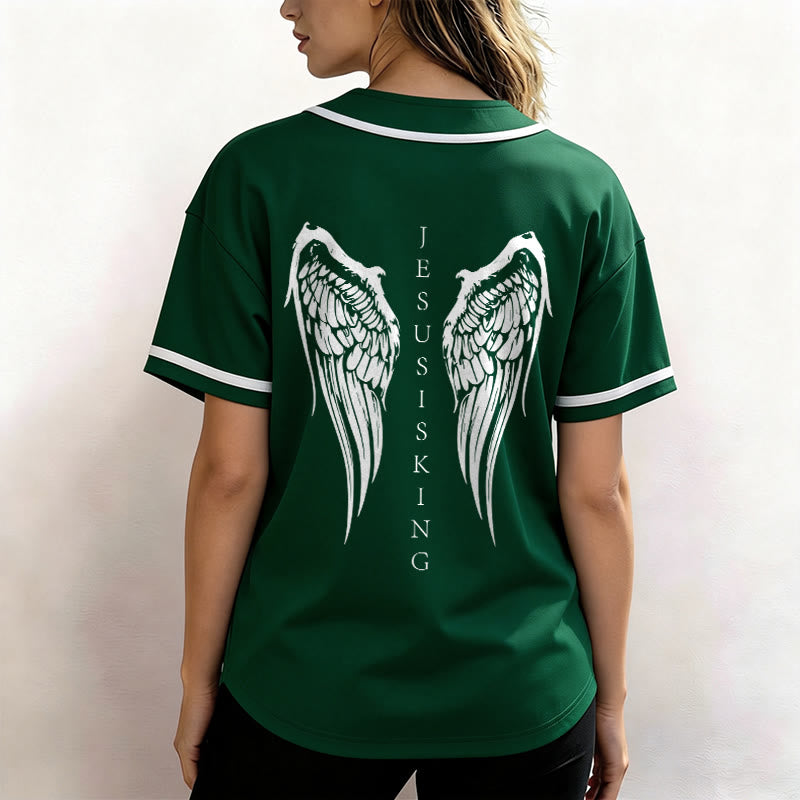 Christianartworkshop Jesus ist König Engelsflügel Kreuz Glaubensbekenntnis Individuelles Baseballtrikot - image 54