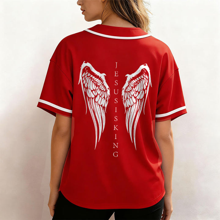Christianartworkshop Jesus ist König – Engelsflügel – Kreuz – Glaubensbekenntnis – Individuelles Baseballtrikot - image 33