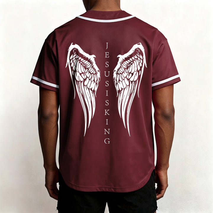 Christianartworkshop Jesus ist König – Engelsflügel – Kreuz – Glaubensbekenntnis – Individuelles Baseballtrikot - image 39