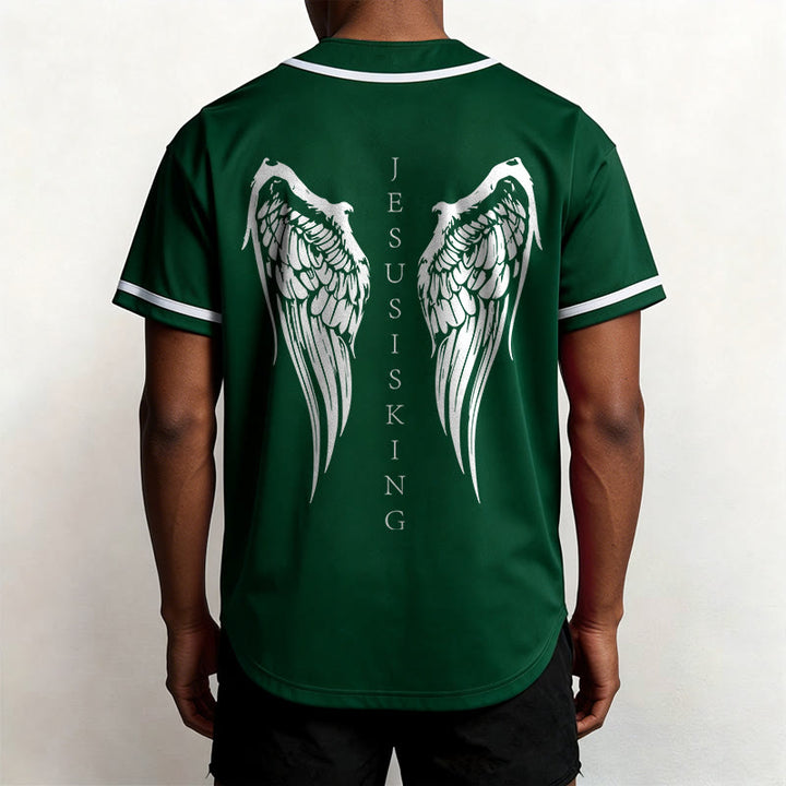 Christianartworkshop Jesus ist König Engelsflügel Kreuz Glaubensbekenntnis Individuelles Baseballtrikot - image 53