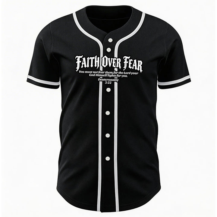 Christianartworkshop Glaube statt Angst Deuteronomium 3:22 Dornenkrone Kreuz Statement Baseballtrikot - image 10
