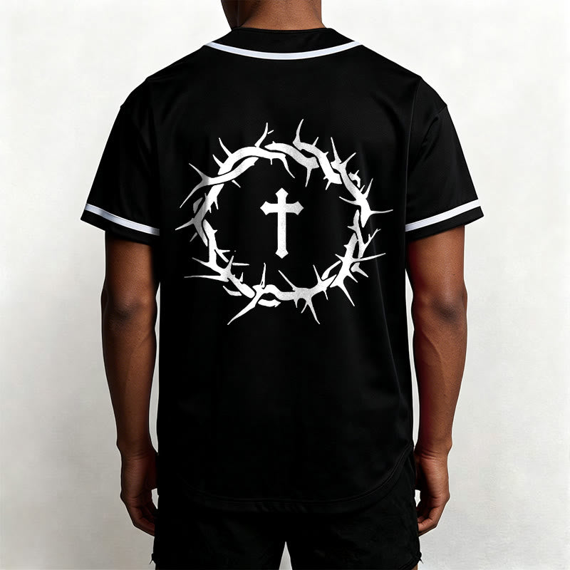 Christianartworkshop Glaube statt Angst Deuteronomium 3:22 Dornenkrone Kreuz Statement Baseballtrikot - image 11