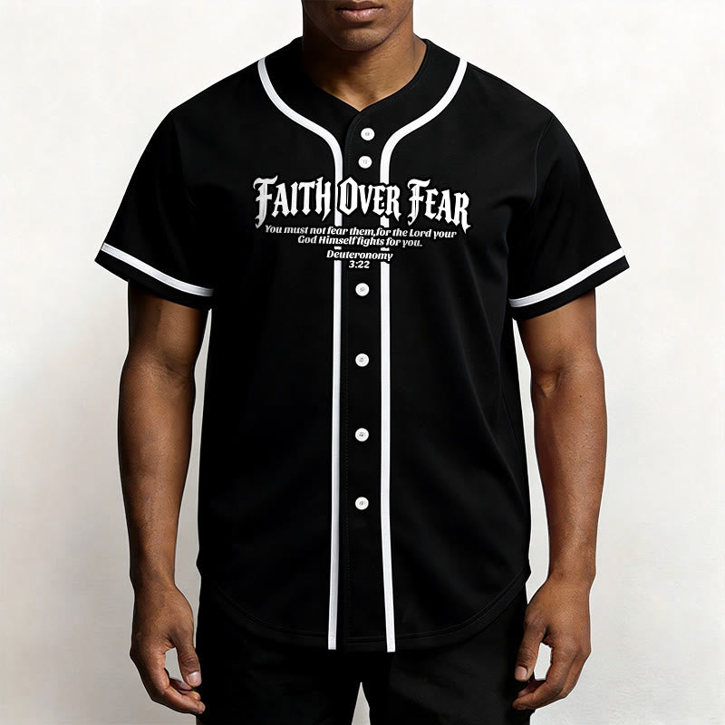 Christianartworkshop Glaube statt Angst Deuteronomium 3:22 Dornenkrone Kreuz Statement Baseballtrikot - image 8