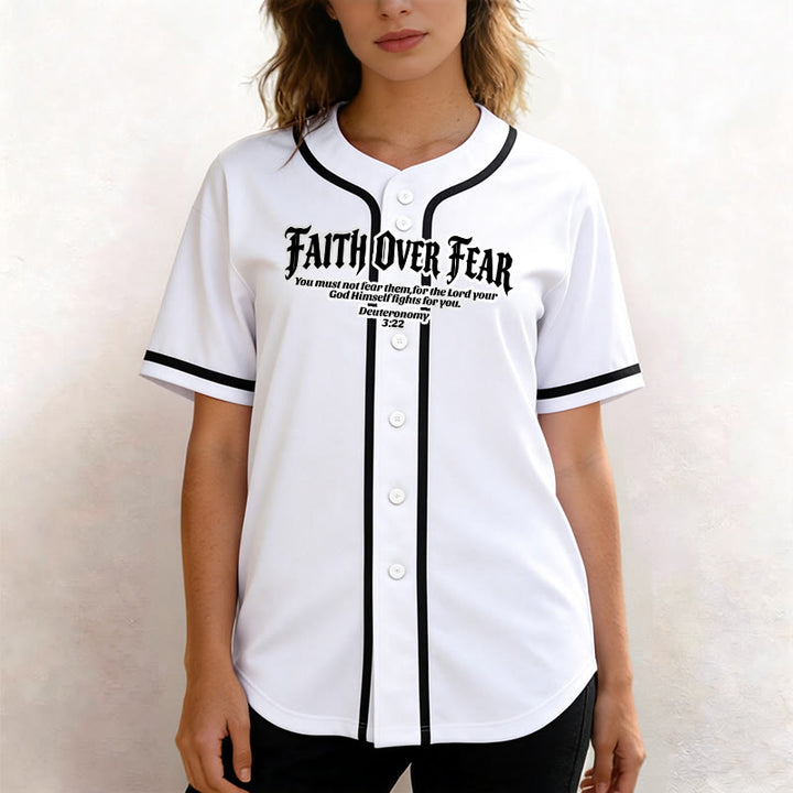 Christianartworkshop Glaube statt Angst Deuteronomium 3:22 Dornenkrone Kreuz Statement Baseballtrikot - image 2