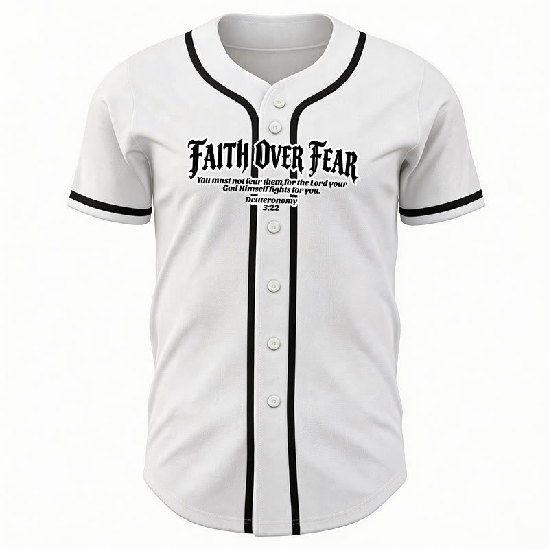 Christianartworkshop Glaube statt Angst Deuteronomium 3:22 Dornenkrone Kreuz Statement Baseballtrikot - image 3