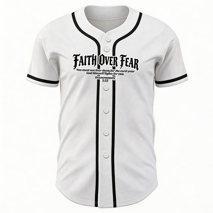 Christianartworkshop Glaube statt Angst Deuteronomium 3:22 Dornenkrone Kreuz Statement Baseballtrikot - image 3