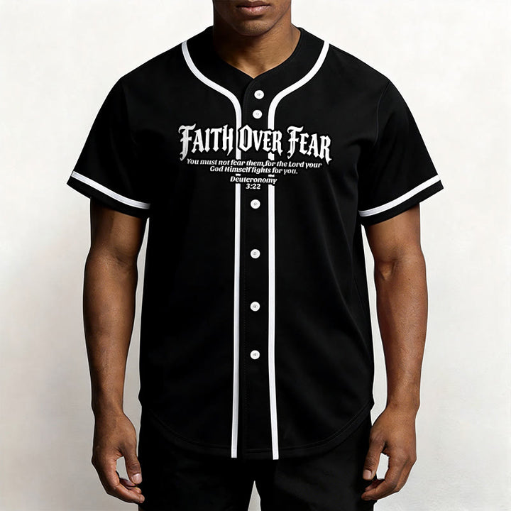 Christianartworkshop Glaube statt Angst Deuteronomium 3:22 Dornenkrone Kreuz Statement Baseballtrikot - image 8