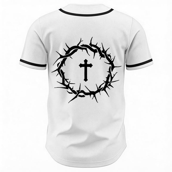 Christianartworkshop Glaube statt Angst Deuteronomium 3:22 Dornenkrone Kreuz Statement Baseballtrikot - image 6