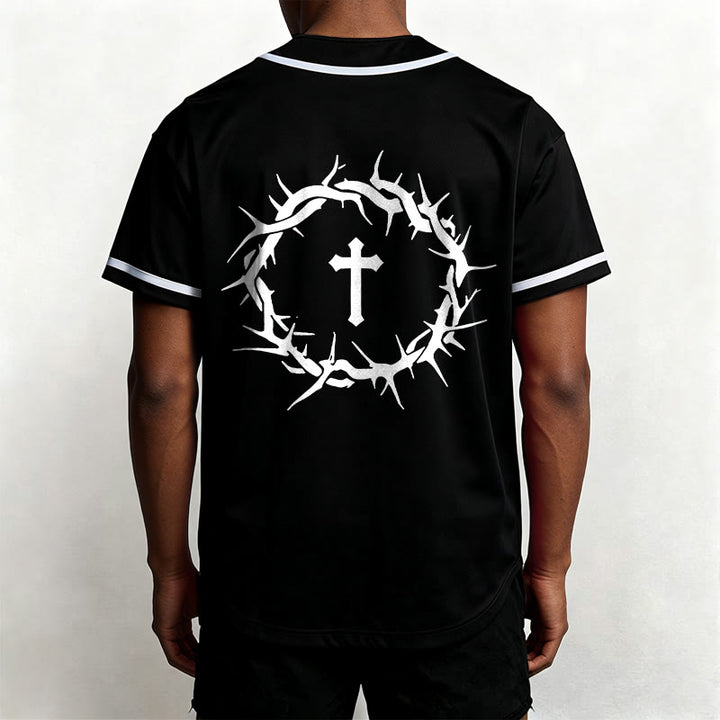 Christianartworkshop Glaube statt Angst Deuteronomium 3:22 Dornenkrone Kreuz Statement Baseballtrikot - image 11