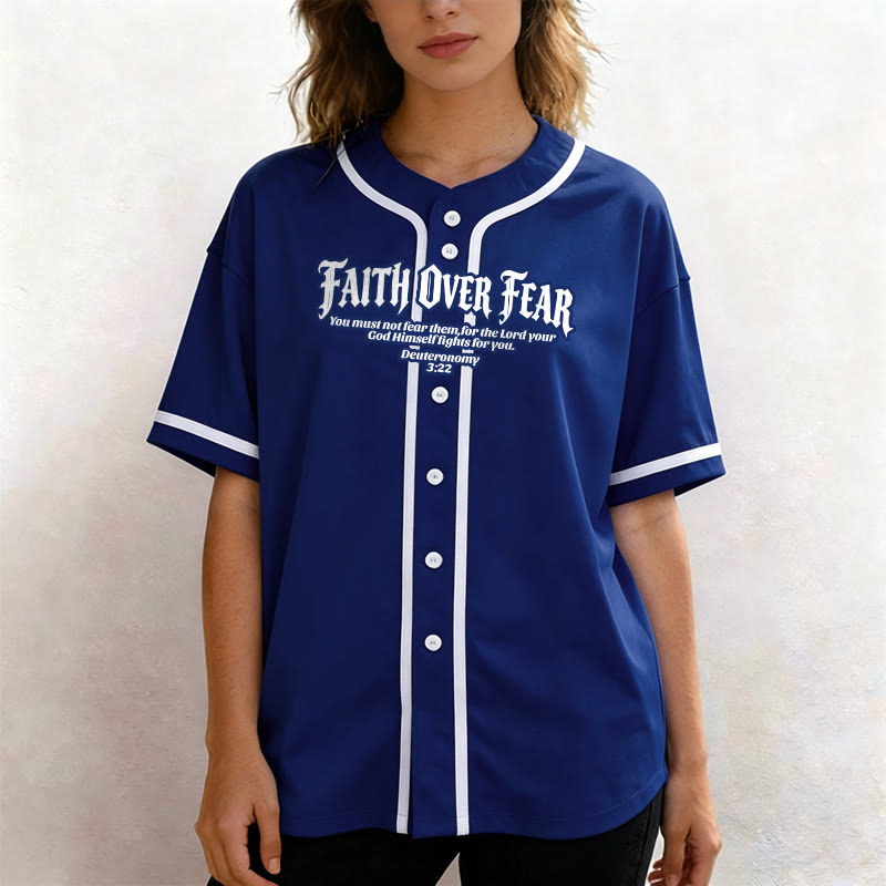 Christianartworkshop Glaube statt Angst Deuteronomium 3:22 Dornenkrone Kreuz Statement Baseballtrikot - image 16