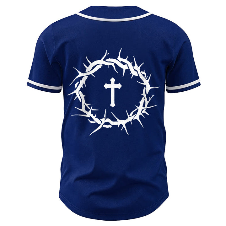 Christianartworkshop Glaube statt Angst Deuteronomium 3:22 Dornenkrone Kreuz Statement Baseballtrikot - image 20
