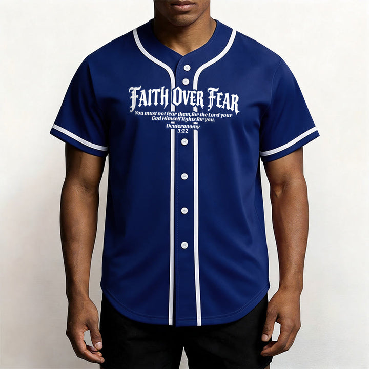 Christianartworkshop Glaube statt Angst Deuteronomium 3:22 Dornenkrone Kreuz Statement Baseballtrikot - image 15