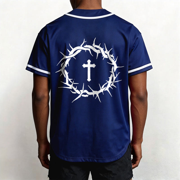 Christianartworkshop Glaube statt Angst Deuteronomium 3:22 Dornenkrone Kreuz Statement Baseballtrikot - image 18
