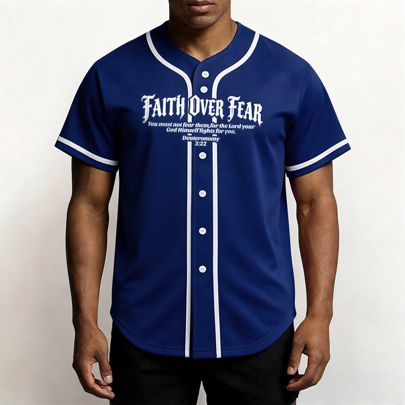 Christianartworkshop Glaube statt Angst Deuteronomium 3:22 Dornenkrone Kreuz Statement Baseballtrikot - image 15