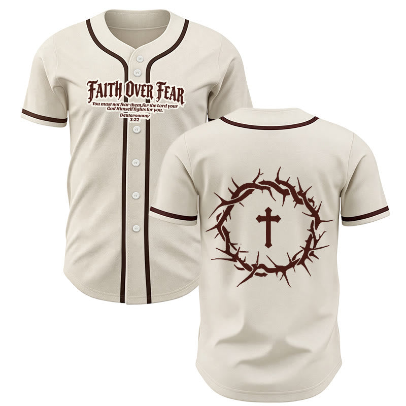 Christianartworkshop Glaube statt Angst Deuteronomium 3:22 Dornenkrone Kreuz Statement Baseballtrikot - Aprikose - 5XL - image 21