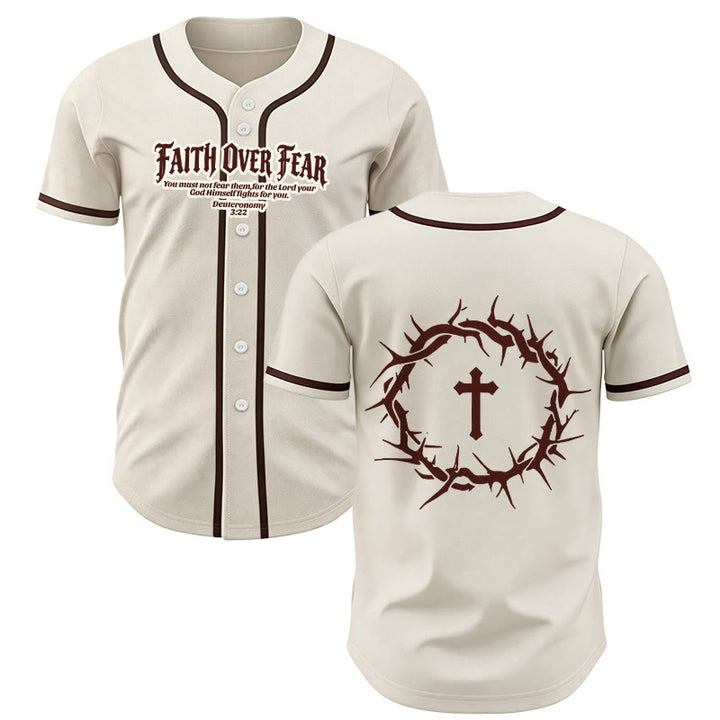 Christianartworkshop Glaube statt Angst Deuteronomium 3:22 Dornenkrone Kreuz Statement Baseballtrikot - Aprikose - 5XL - image 21