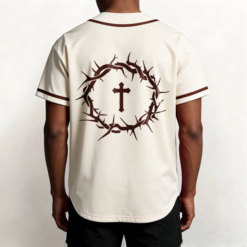 Christianartworkshop Glaube statt Angst Deuteronomium 3:22 Dornenkrone Kreuz Statement Baseballtrikot - image 25