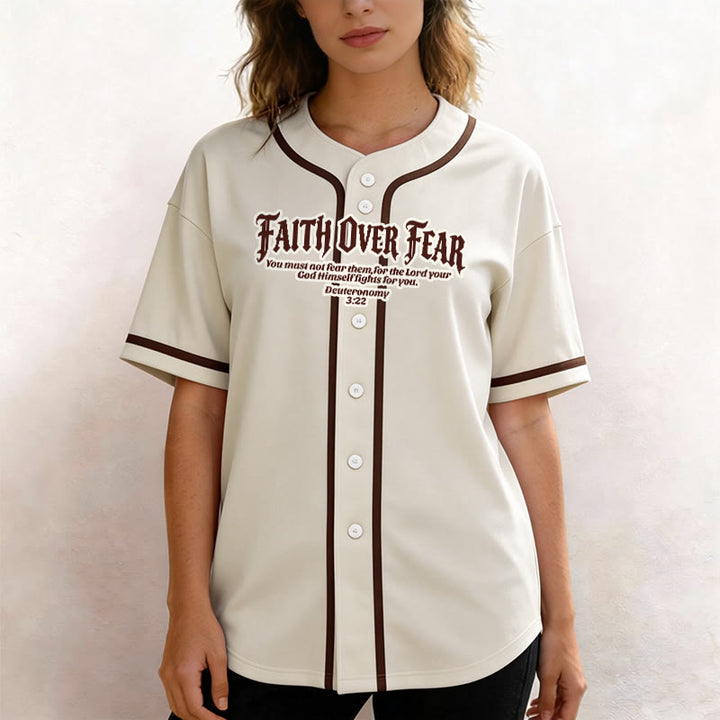 Christianartworkshop Glaube statt Angst Deuteronomium 3:22 Dornenkrone Kreuz Statement Baseballtrikot - image 23