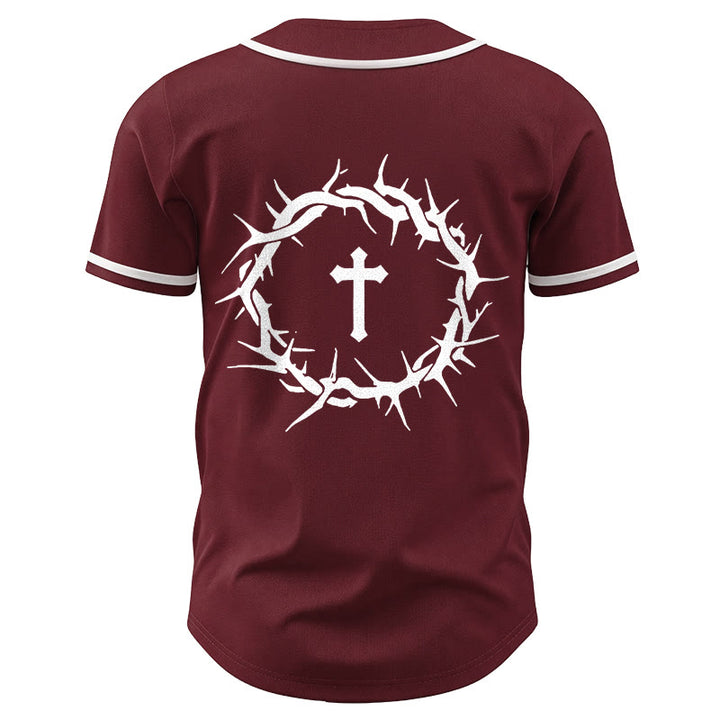 Christianartworkshop Glaube statt Angst Deuteronomium 3:22 Dornenkrone Kreuz Statement Baseballtrikot - image 41