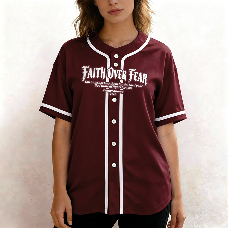 Christianartworkshop Glaube statt Angst Deuteronomium 3:22 Dornenkrone Kreuz Statement Baseballtrikot - image 37
