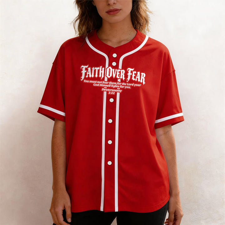 Christianartworkshop Glaube statt Angst Deuteronomium 3:22 Dornenkrone Kreuz Statement Baseballtrikot - image 30