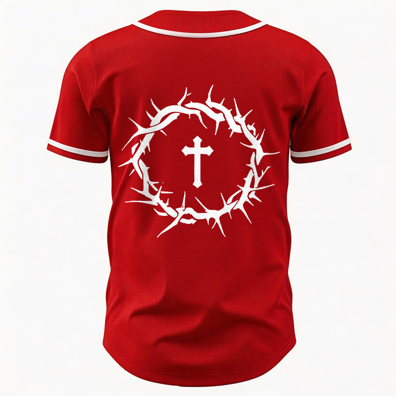 Christianartworkshop Glaube statt Angst Deuteronomium 3:22 Dornenkrone Kreuz Statement Baseballtrikot - image 34