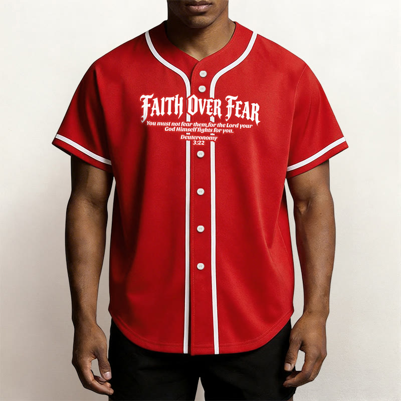 Christianartworkshop Glaube statt Angst Deuteronomium 3:22 Dornenkrone Kreuz Statement Baseballtrikot - image 29
