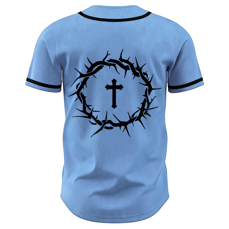 Christianartworkshop Glaube statt Angst Deuteronomium 3:22 Dornenkrone Kreuz Statement Baseballtrikot - image 48