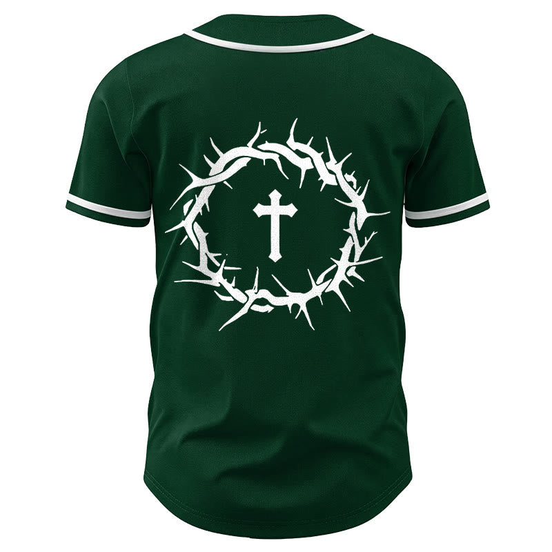 Christianartworkshop Glaube statt Angst Deuteronomium 3:22 Dornenkrone Kreuz Statement Baseballtrikot - image 55