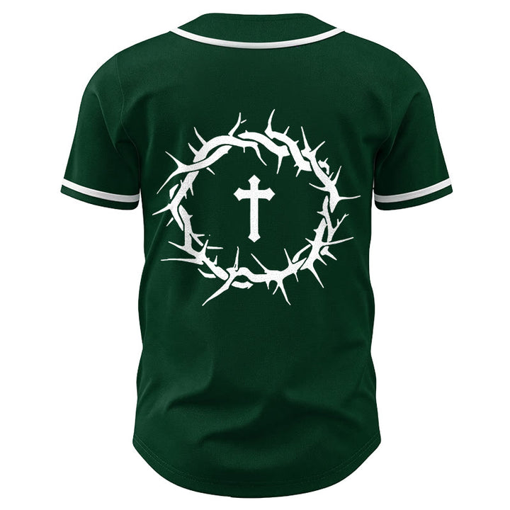Christianartworkshop Glaube statt Angst Deuteronomium 3:22 Dornenkrone Kreuz Statement Baseballtrikot - image 55