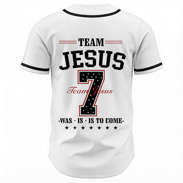 Christianartworkshop Team Jesus Was Is And Is To Come Custom Number 7 Baseball Jersey - image 6