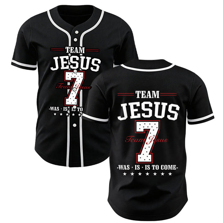 Christianartworkshop Team Jesus Was Is And Is To Come Custom Number 7 Baseball Jersey - Schwarz - 5XL - image 7