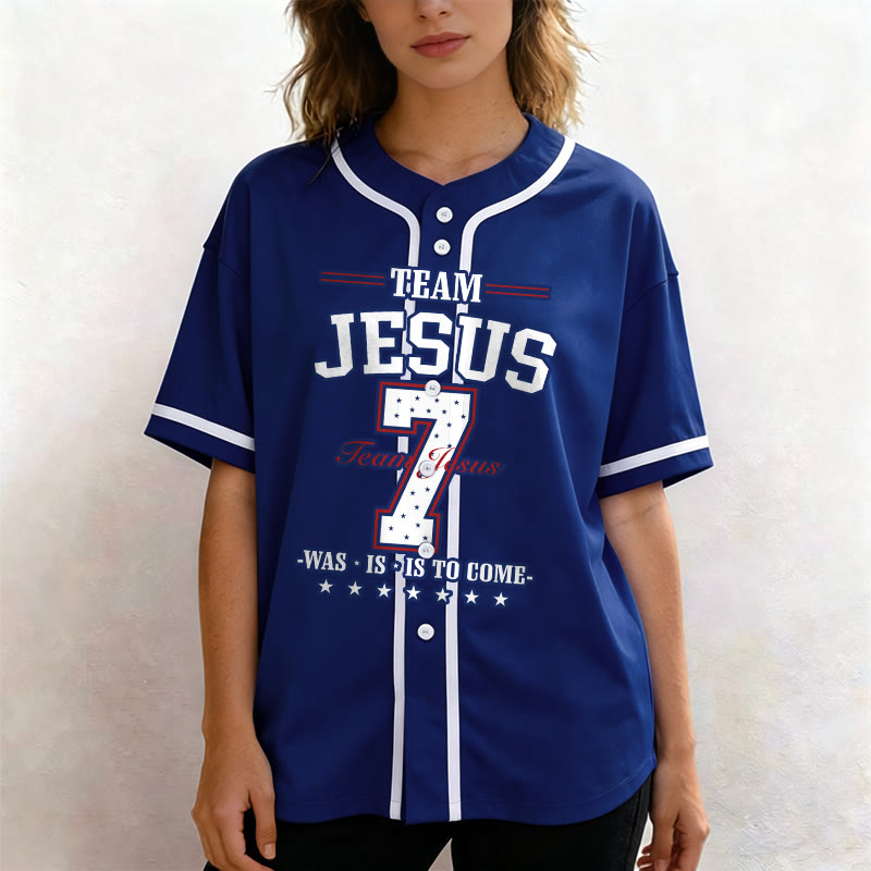 Christianartworkshop Team Jesus Was Is And Is To Come Custom Number 7 Baseball Jersey - image 16