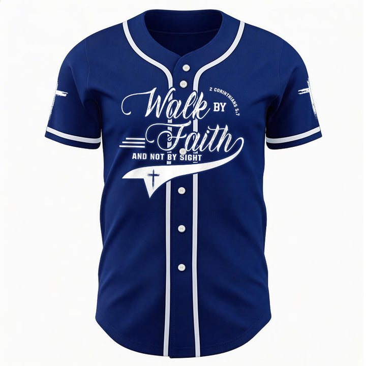 Christianartworkshop 2 Korinther 5:7 „Wandelt im Glauben und nicht im Schauen“ Baseballtrikot mit Kreuzmotiv - image 3