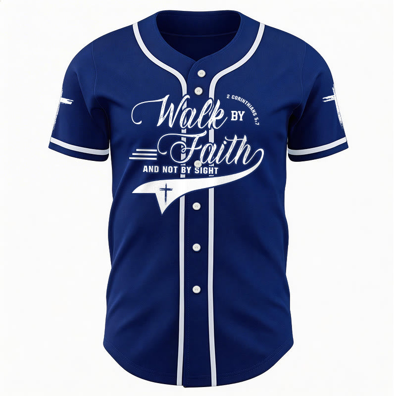 Christianartworkshop 2 Korinther 5:7 „Wandelt im Glauben und nicht im Schauen“ Baseballtrikot mit Kreuzmotiv - image 3