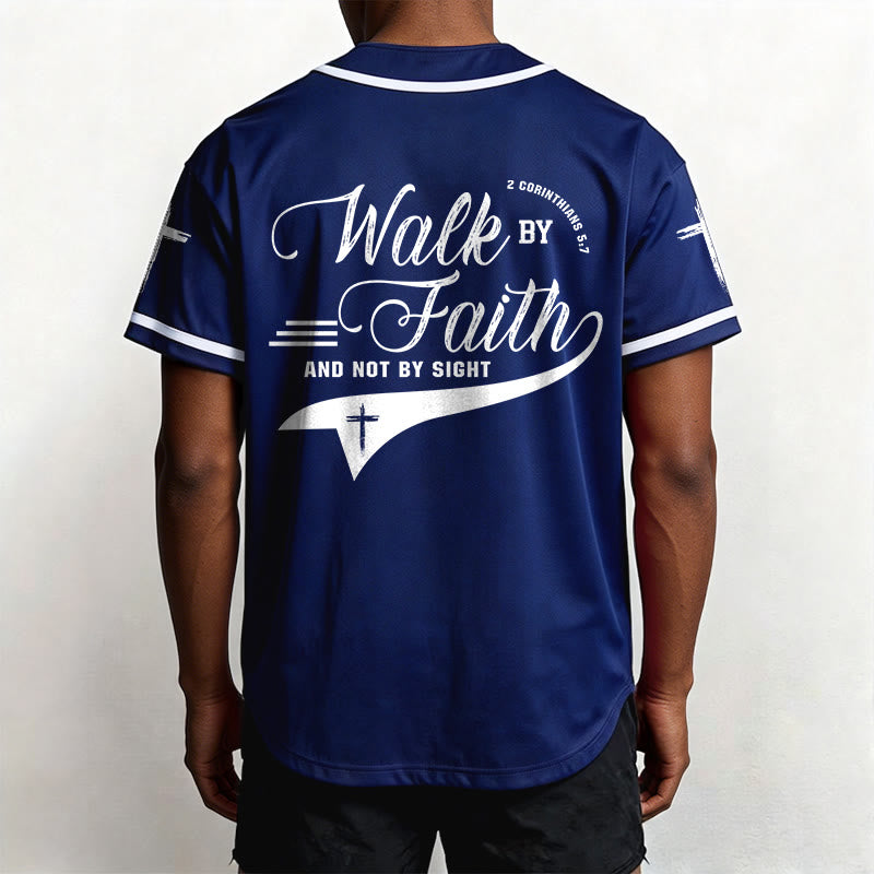 Christianartworkshop 2 Korinther 5:7 „Wandelt im Glauben und nicht im Schauen“ Baseballtrikot mit Kreuzmotiv - image 4