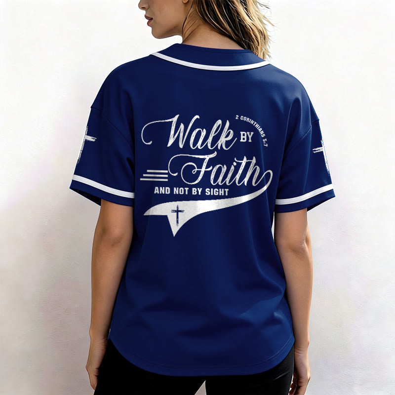 Christianartworkshop 2 Korinther 5:7 „Wandelt im Glauben und nicht im Schauen“ Baseballtrikot mit Kreuzmotiv - image 5
