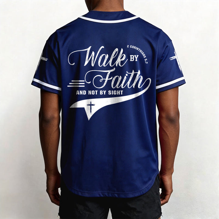 Christianartworkshop 2 Korinther 5:7 „Wandelt im Glauben und nicht im Schauen“ Baseballtrikot mit Kreuzmotiv - image 4