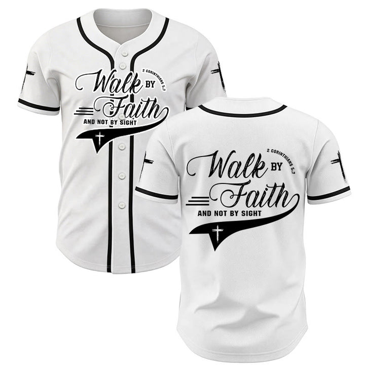 Christianartworkshop 2 Korinther 5:7 „Wandelt im Glauben und nicht im Schauen“ Baseballtrikot mit Kreuzmotiv - Weiß - 5XL - image 7