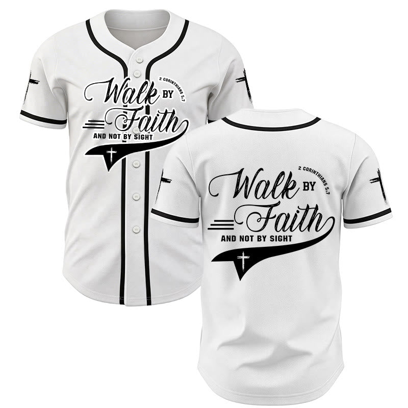 Christianartworkshop 2 Korinther 5:7 „Wandelt im Glauben und nicht im Schauen“ Baseballtrikot mit Kreuzmotiv - Weiß - 5XL - image 7