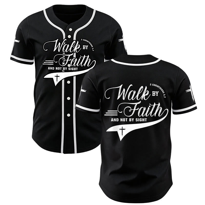 Christianartworkshop 2 Korinther 5:7 „Wandelt im Glauben und nicht im Schauen“ Baseballtrikot mit Kreuzmotiv - Schwarz - 5XL - image 14