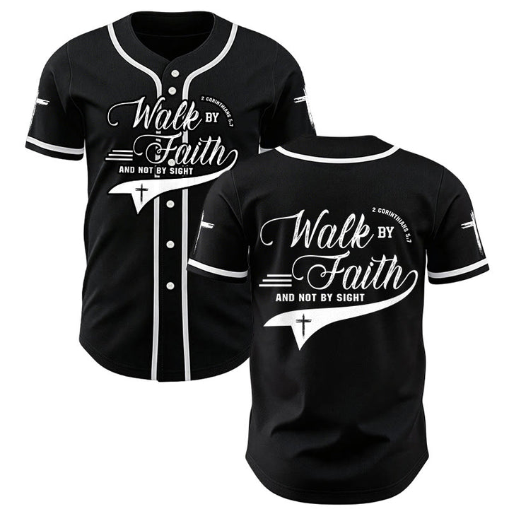 Christianartworkshop 2 Korinther 5:7 „Wandelt im Glauben und nicht im Schauen“ Baseballtrikot mit Kreuzmotiv - Schwarz - 5XL - image 14