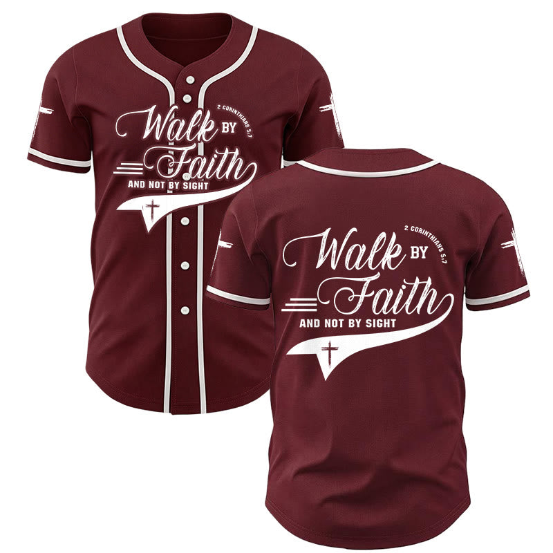 Christianartworkshop 2 Korinther 5:7 „Wandelt im Glauben und nicht im Schauen“ Baseballtrikot mit Kreuzmotiv - Wein - 5XL - image 35
