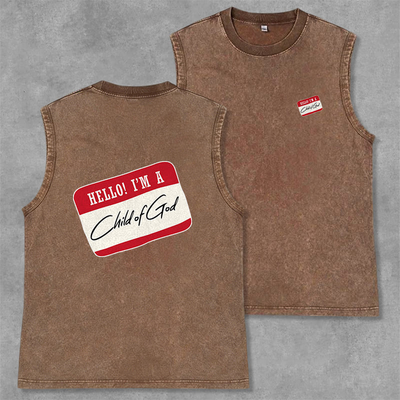 Christianartworkshop Hallo! Ich bin ein Kind Gottes Vintage-Tanktop - Braun - 2XL - image 0