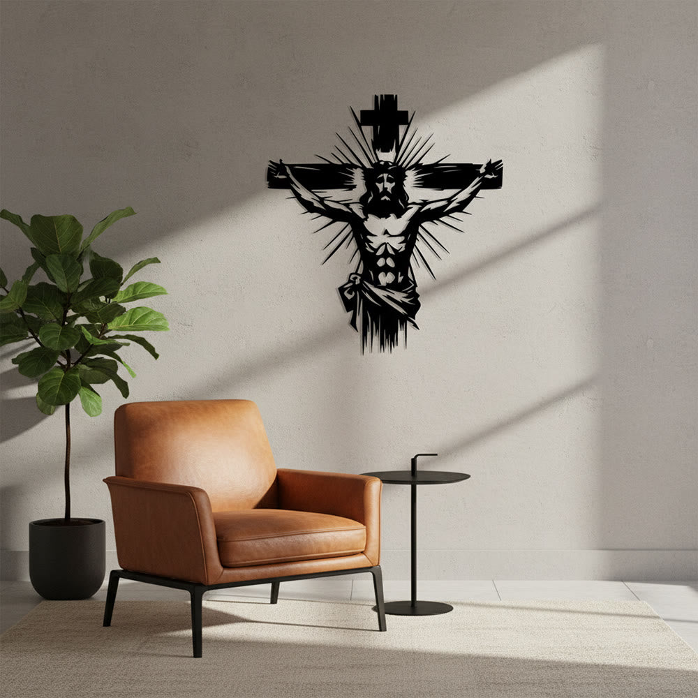 Christianartworkshop Jesus Kreuzigung Wanddekor aus Metall: Ein starkes Zeichen der Erlösung - image 3