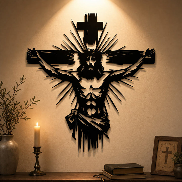 Christianartworkshop Jesus Kreuzigung Metall-Wanddeko: Ausdrucksstarkes Symbol der Erlösung - image 3